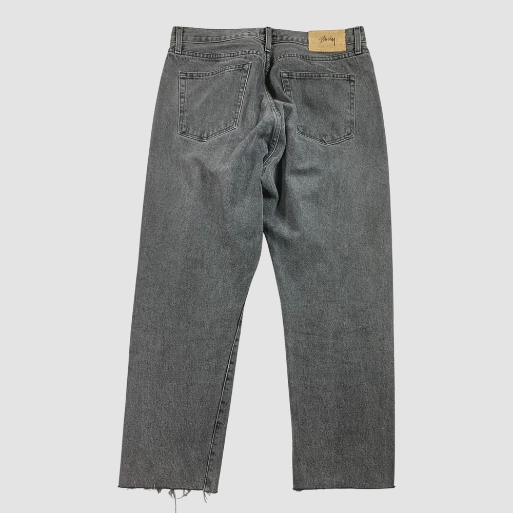 Vintage Stüssy Jeans Mens 33x28 Gray Straight Leg Raw Hem Streetwear Skatewear